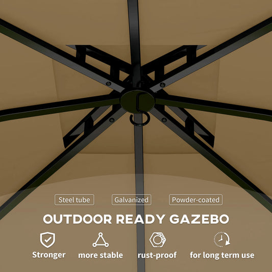 11 x 11 ft Double-Roof Outdoor Gazebo with Curtains