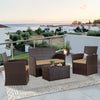Rattan 4-Piece Bistro Conversation Set with Cushions