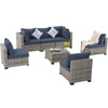 7-Piece All-Weather Wicker Sectional Sofa Set, Grey-Blue