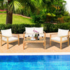 Outdoor Acacia Wood 4-Piece Chat Set Teak Finish Cushions