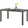 59" Aluminium Outdoor Dining Table for 6, Glass Top, Grey