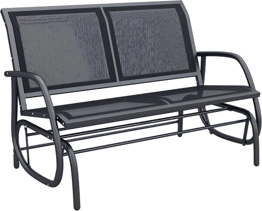 Two-Person Outdoor Glider Bench with Steel Frame