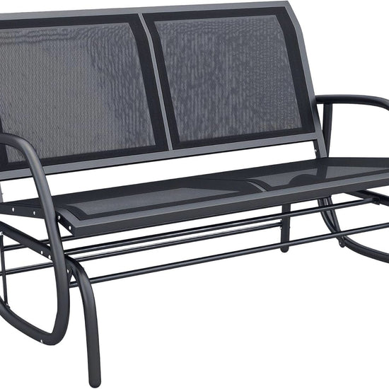 Two Person Outdoor Glider Bench with Steel Frame-0