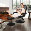 Swivel Recliner Lounge Chair with Ottoman, Black