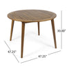 Round Acacia Dining Table — 47" Slatted, Seats 4–6