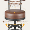 Adjustable Height Swivel Bar Stool Set with Back, Brown