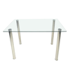 Rectangular Glass Dining Table with Stainless Steel Legs