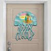 Coastal Jellyfish Wooden Door Hanger, UV-Coated Wall Decor