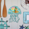 Coastal Jellyfish Wooden Door Hanger, UV-Coated Wall Decor