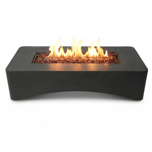 56" Rectangular Concrete Propane Fire Pit Table – Dark Grey