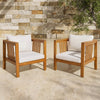 Outdoor Acacia Wood Club Chair with Modern Square Arms