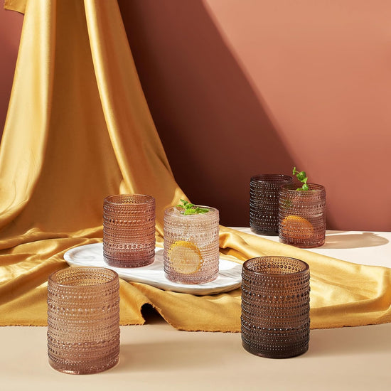 Hobnail Drinking Glasses Venus Colors Beaded Tumbler Drinking Glasses Set Set Of 6-2