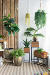 Set of 2 Reclaimed Wood Planters with Iron Stands