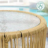 Outdoor Wicker Patio Bistro Set, 3 Piece with Glass-Top Table