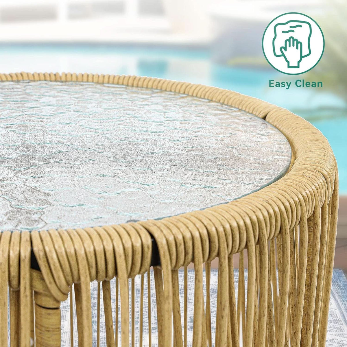 Outdoor Wicker Patio Bistro Set 3 Piece With Glass Table-3