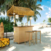 Hawaiian-Style Outdoor Bar Set — Acacia & Grass Canopy, Seats 2
