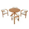 5-Piece Round Acacia Wood Outdoor Dining Set with 4 Armchairs