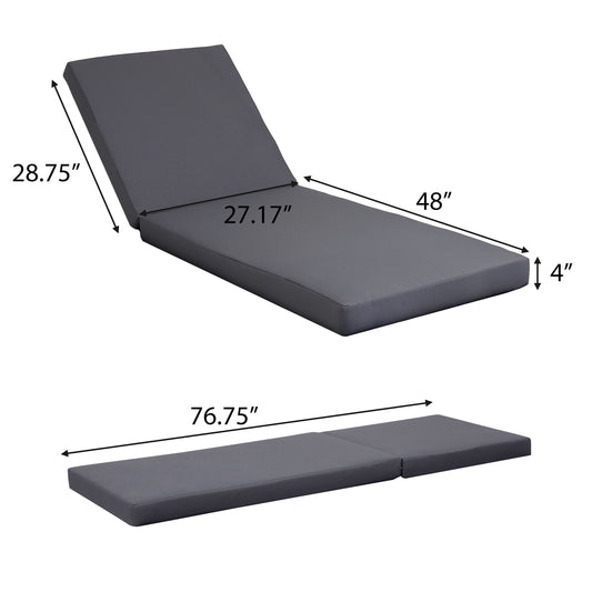 Acacia Wood Chaise Lounge with Dark Grey Cushion