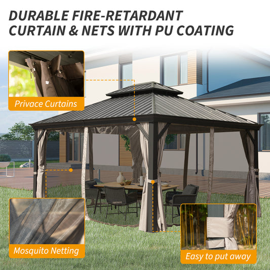 Hardtop Gazebo — 10x14 Ft, Galvanized Steel Permanent Structure