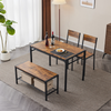 Rustic Brown 4-Piece Dining Set with Table, Bench & 2 Chairs