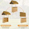 Hawaiian-Style Outdoor Bar Set — Acacia & Grass Canopy, Seats 2