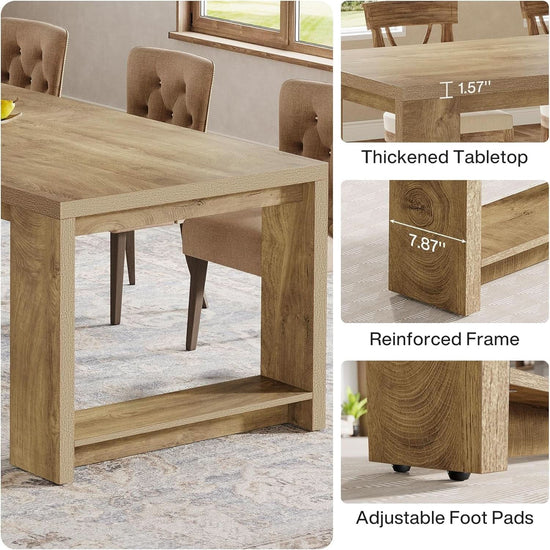 Oak 86 Inch Long Narrow Dining Table With Pedestal Base-3