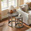 Curved Round Wooden Nesting Side Table Set, Light Brown