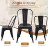 Stackable Metal Dining Chair Indoor Outdoor Black Set Of 4