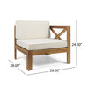 5-Piece Acacia Wood Outdoor L-Shaped Sofa Set with Ottoman