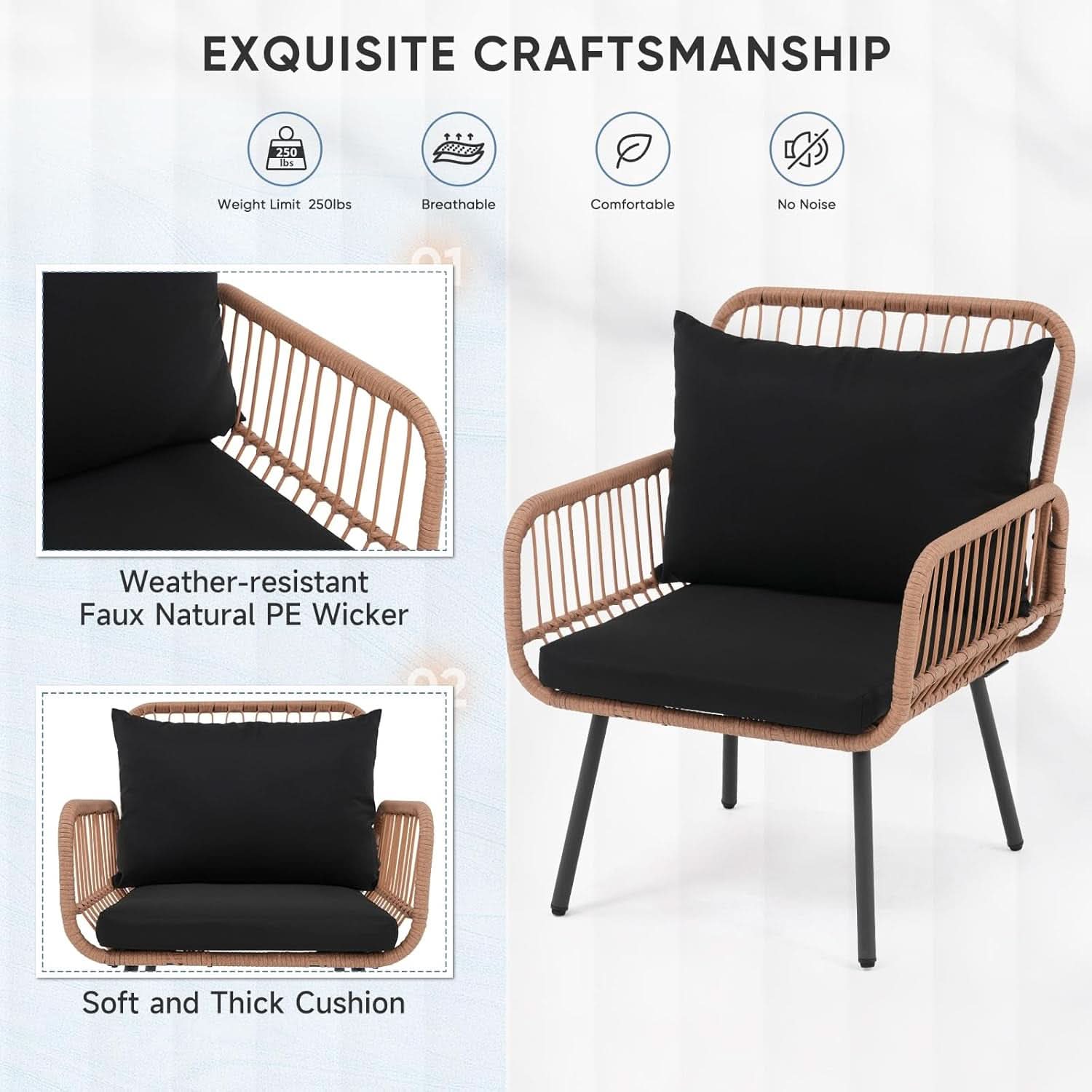 Stylish Four Piece Outdoor Wicker Patio Furniture Set-1