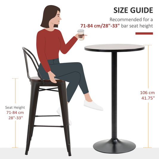 Elm & Matte Black Steel Round Bar Table