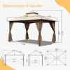 10' x 13' Double-Roof Gazebo with Mosquito Netting, Khaki