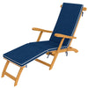 Folding Acacia Wood Patio Lounger with Padded Cushion, Navy