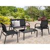 4-Piece Patio Conversation Set with Glass-Top Table