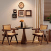 Rattan & Walnut Wood Lounge Chair, Set of 2
