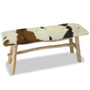 Real Goat Leather Bench with Solid Teak Frame