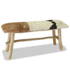 Real Goat Leather Bench with Solid Teak Frame