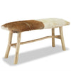 Real Goat Leather Bench with Solid Teak Frame