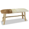 Real Goat Leather Bench with Solid Teak Frame