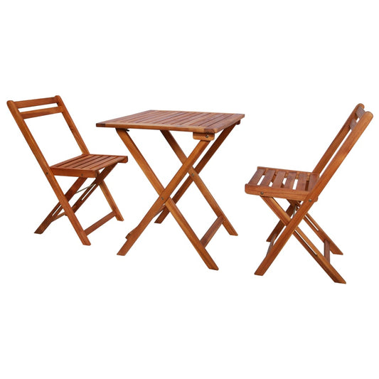 3-Piece Folding Bistro Set, Solid Acacia Wood