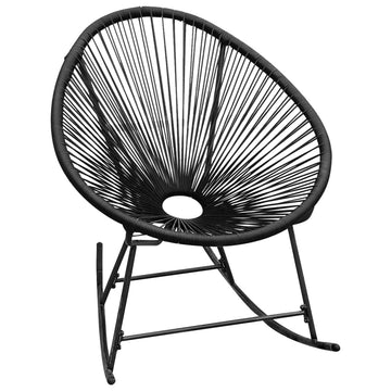 NNEVL Outdoor Rocking Chair Black Poly Rattan-0
