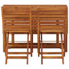 Balcony Planter Table with 2 Folding Bistro Chairs, Solid Acacia Wood