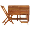 Balcony Planter Table with 2 Folding Bistro Chairs, Solid Acacia Wood