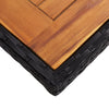 NNEVL Outdoor Dining Table Black Poly Rattan and Solid Acacia Wood
