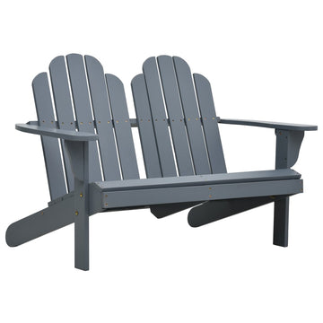 Double Adirondack Chair, Solid Wood, Grey