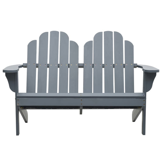 Double Adirondack Chair, Solid Wood, Grey