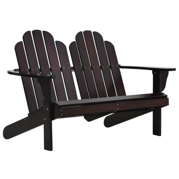 Double Adirondack Chair, Solid Wood, Brown