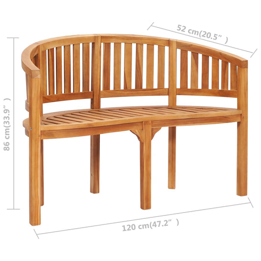 Solid Teak Banana Bench, 120 cm 2-Seater