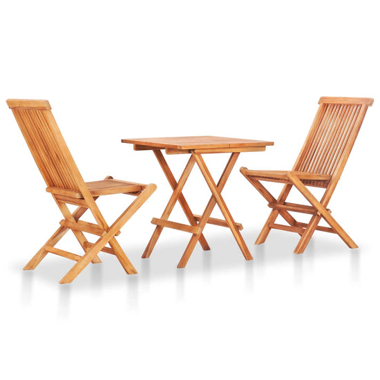 NNEVL 3 Piece Folding Bistro Set Solid Teak Wood-0
