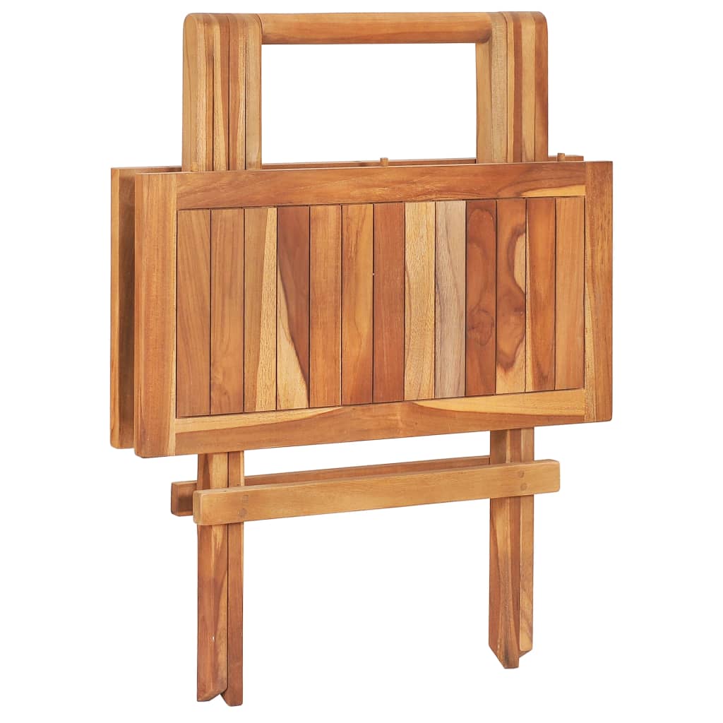 NNEVL 3 Piece Folding Bistro Set Solid Teak Wood-4